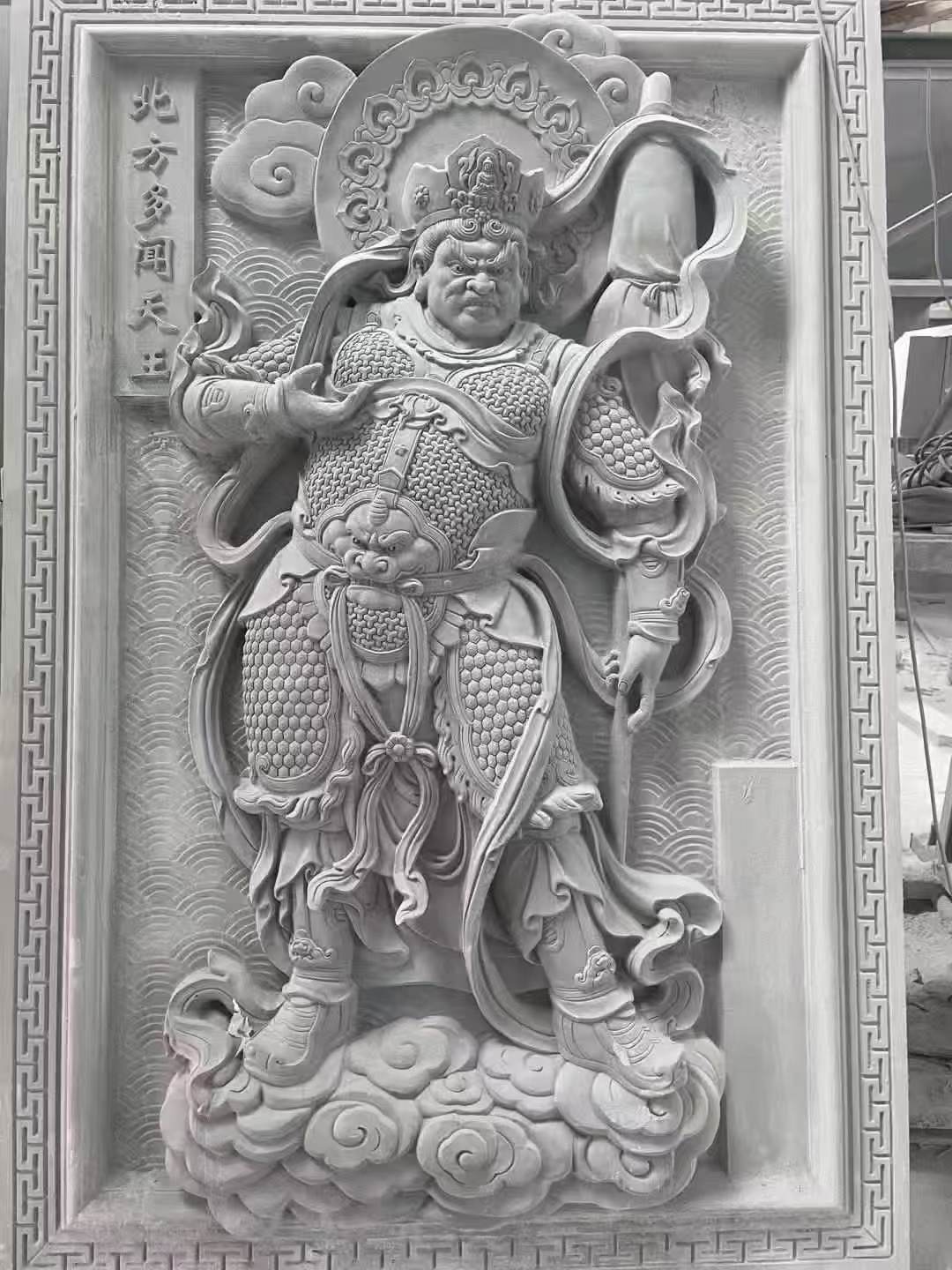 萍乡 芝麻灰花岗岩人物雕刻——多闻天王